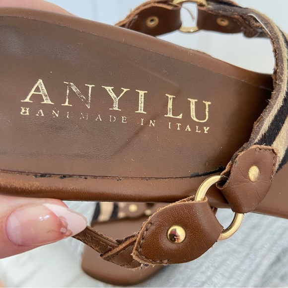 Anyi Lu - Women’s 5.5 36 Brown Flats With Zebra Print and Gold Accents - Picture 2 of 12